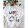 Европейские размеры Женская футболка Amore с коротким рукавом - Минималистичный принт, Топ с круглым вырезом, Повседневная блузка для весенне-летнего гардероба