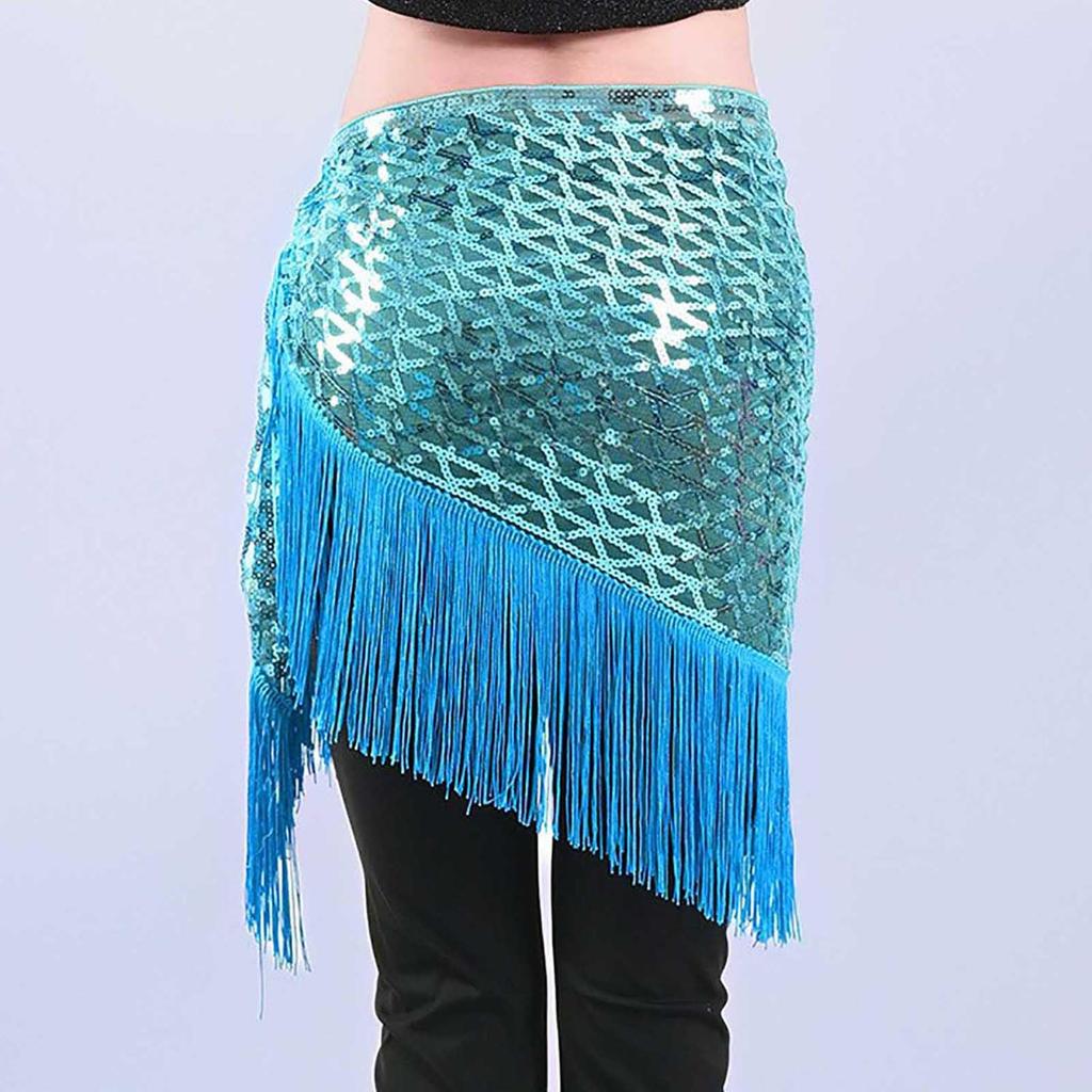 Women's High Waisted Sexy Sequined Half Skirt Waist Accessories Sequined Belly Dance Waist Scarf
