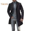 Men Woolen Coat Lapel Long Sleeve Single-Breasted Solid Color Mid-length Coat Autumn Winter Warm Outwear