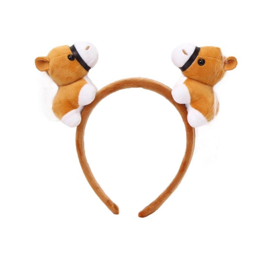 Pony Horse Hair Hoop Mascot Plush Horse Headband Creative New Year Headband  Party Decoration