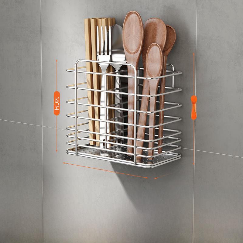 Wall-Mounted Stainless Steel Kitchen Utensil Holder for Chopsticks, Knives, and Forks