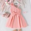 Girls' Princess Dress Summer Children's Fashion Diagonal Shoulder Halter Waist Bow Dress