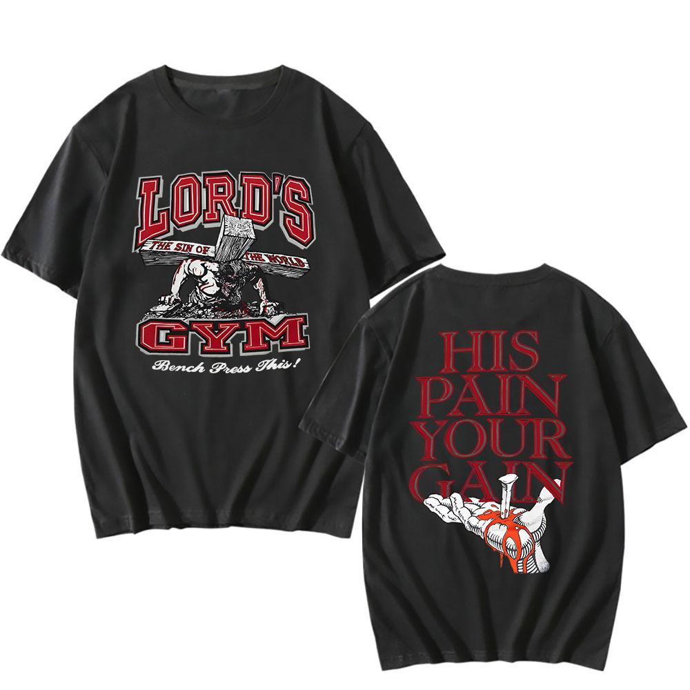 Футболка Lords Gym His Pain Your Gain из хлопка для мужчин/женщин, летняя футболка в стиле хип-хоп с графическим принтом, уличная одежда унисекс, майки