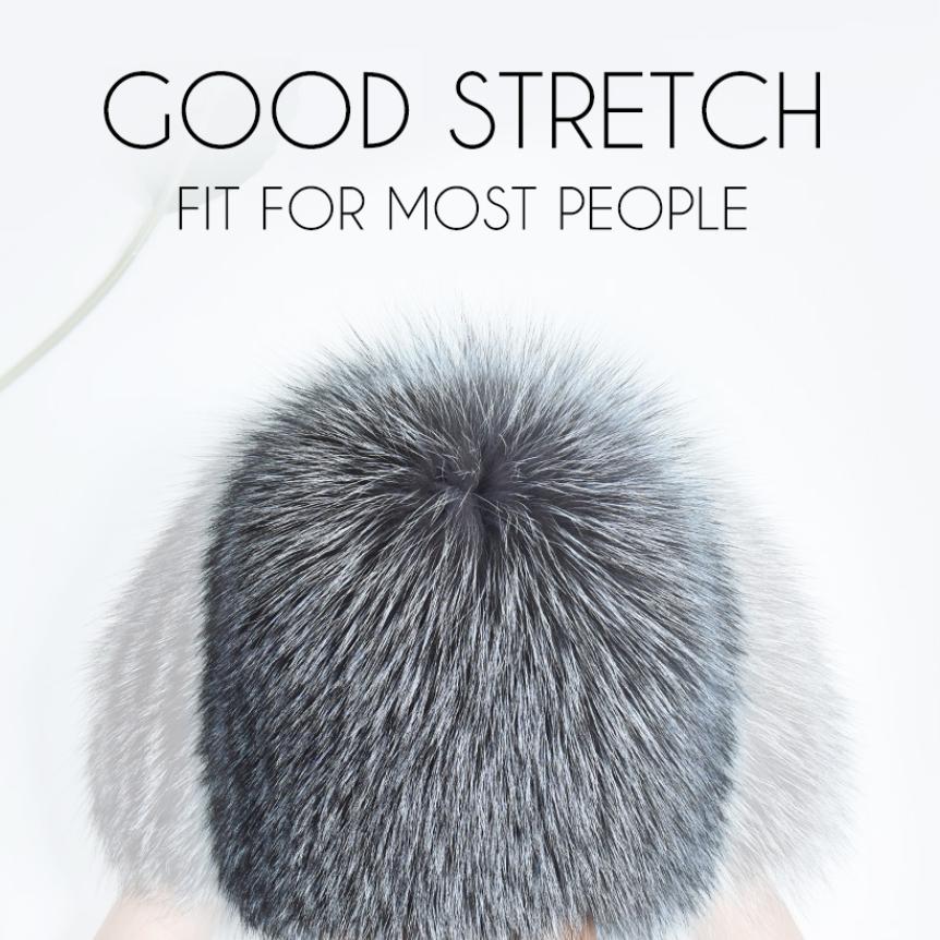 SOMALER Real Full Fox Fur Bomer Caps for Women Winter Knitted Fur Hats Wool Lining Warm Hats Silver Fox Fur Cap