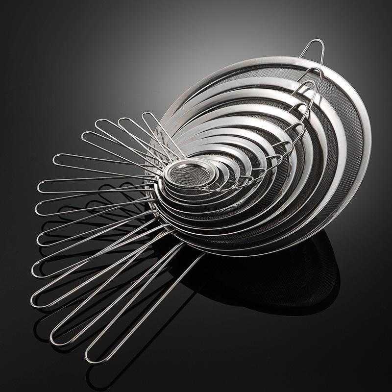 Stainless Steel Mesh Strainer: 201 Rim, 30 Mesh, for Soy Milk & Traditional Chinese Medicine, Large with Wire Handle