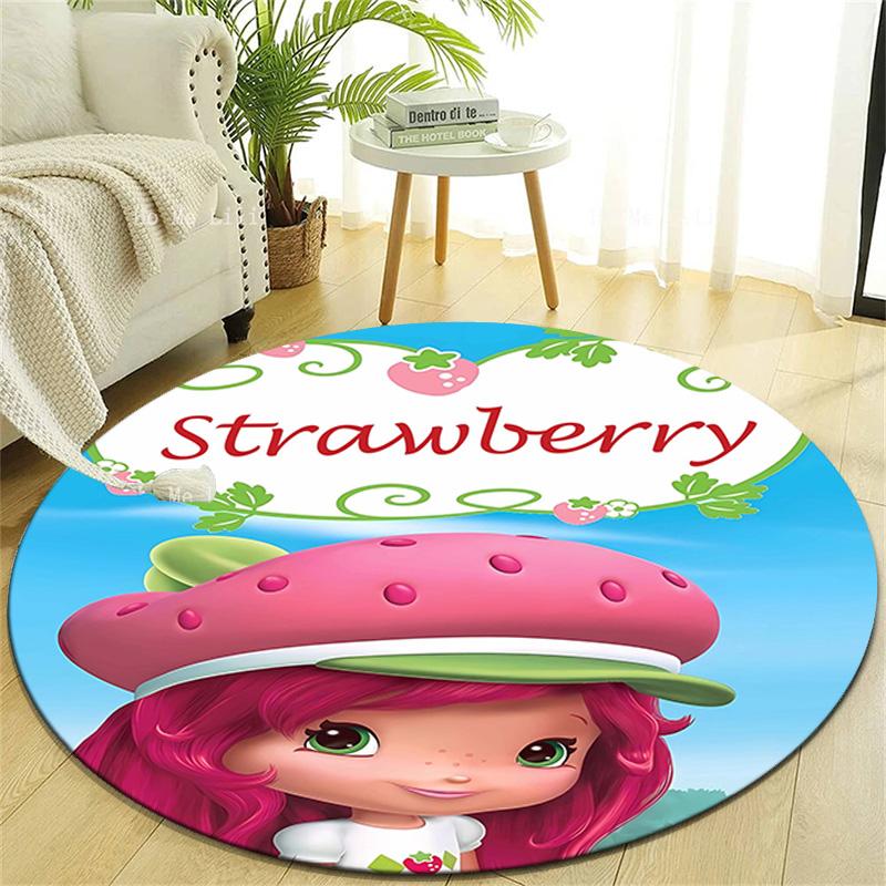 1pc Strawberry Princess5 Design Printed Area Round Carpet for Bedroom Living Room Home Decor Rugs Mat Non Slip Mat Rug for Bedside