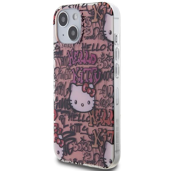 Hello Kitty HKHCP15SHDGPTP iPhone 15 / 14 / 13 6.1" розовый жесткий чехол IML-метки Граффити