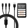 Charging Cord Anti-interference And Plug Multifunctional Play Stable Output Charging 6A Fast 3-in-1 Braided USB Charging