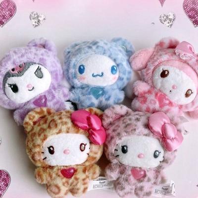 Sanrio Коллекция Медведей с Леопардовым Принтом Линия Hello Kitty Брелок-Подвеска Анимационный Дизайн Плюшевая Фигурка Кошки Китти Подвеска Брелок Чехол Украшения