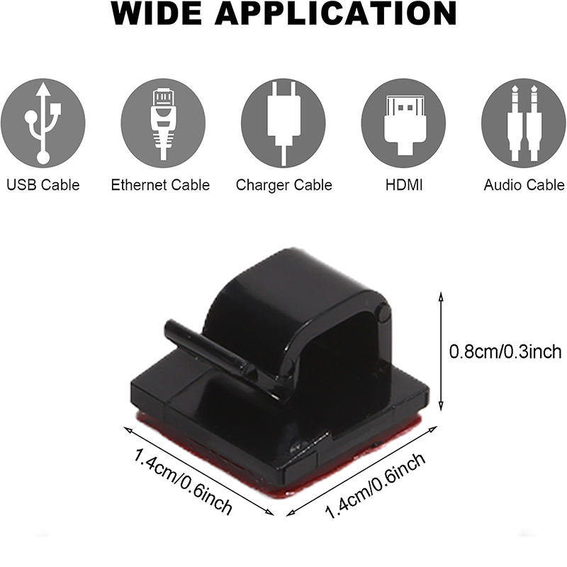 50Pcs Cable Clips Self Adhesive Cord Management Black Wire Holder Organizer Clamp Self-adhesive Car Wire Clip Accessories