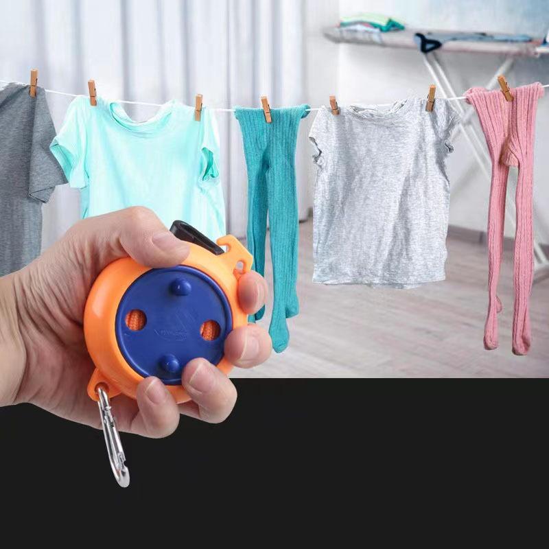 8m Non-Perforated Clothesline Retractable Portable Travel Drying Rack Outdoor Camping Windproof Portable Hanging Rack Clothing