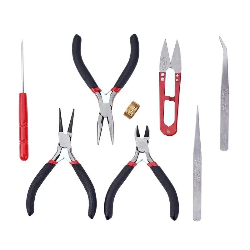8 Pcs/set of Jewelry Tools Jewelry Making Pliers Multifunctional DIY Handmade Scissors Tweezers Household Portable Hardware Set