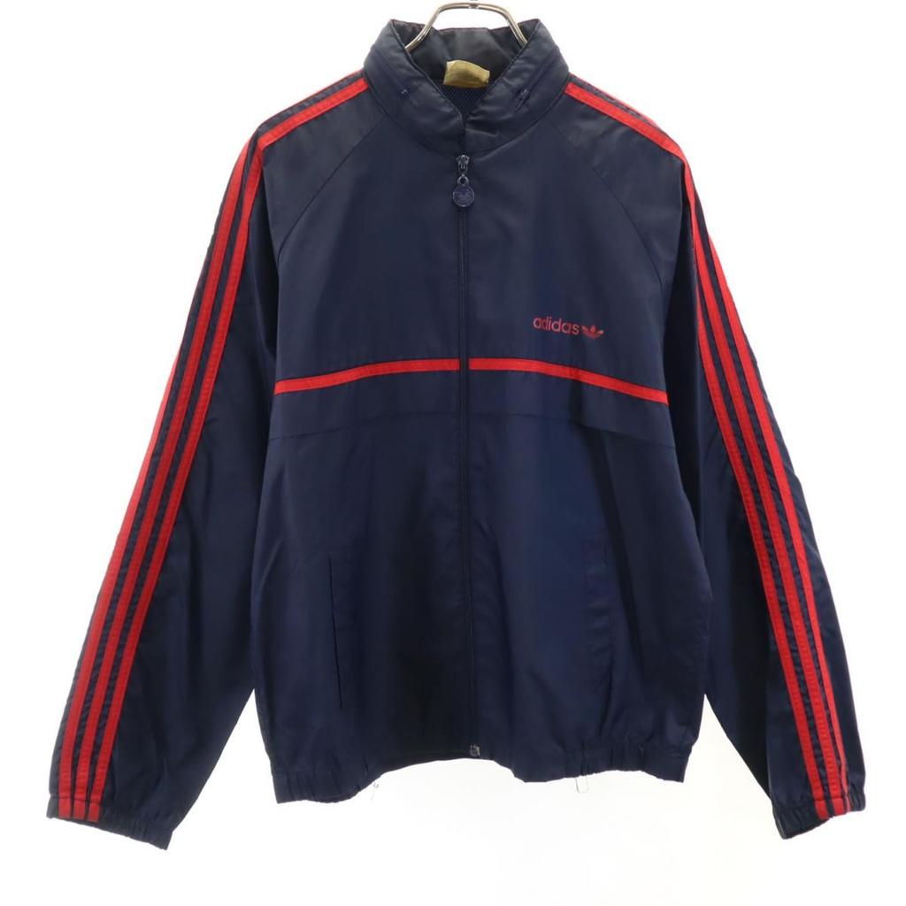 Adidas 80s Vintage Trefoil Logo Jacket M Navy Mesh-lined Hood Men's Used