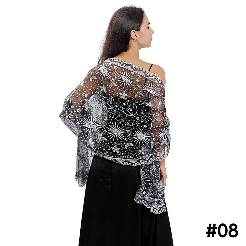 Луна, звезда, блестки, шаль, накидка для вечерних платьев, свадебный декор, шарф, элегантный хиджаб, покрывало для праздников Рамадана, женская скромная модная шаль