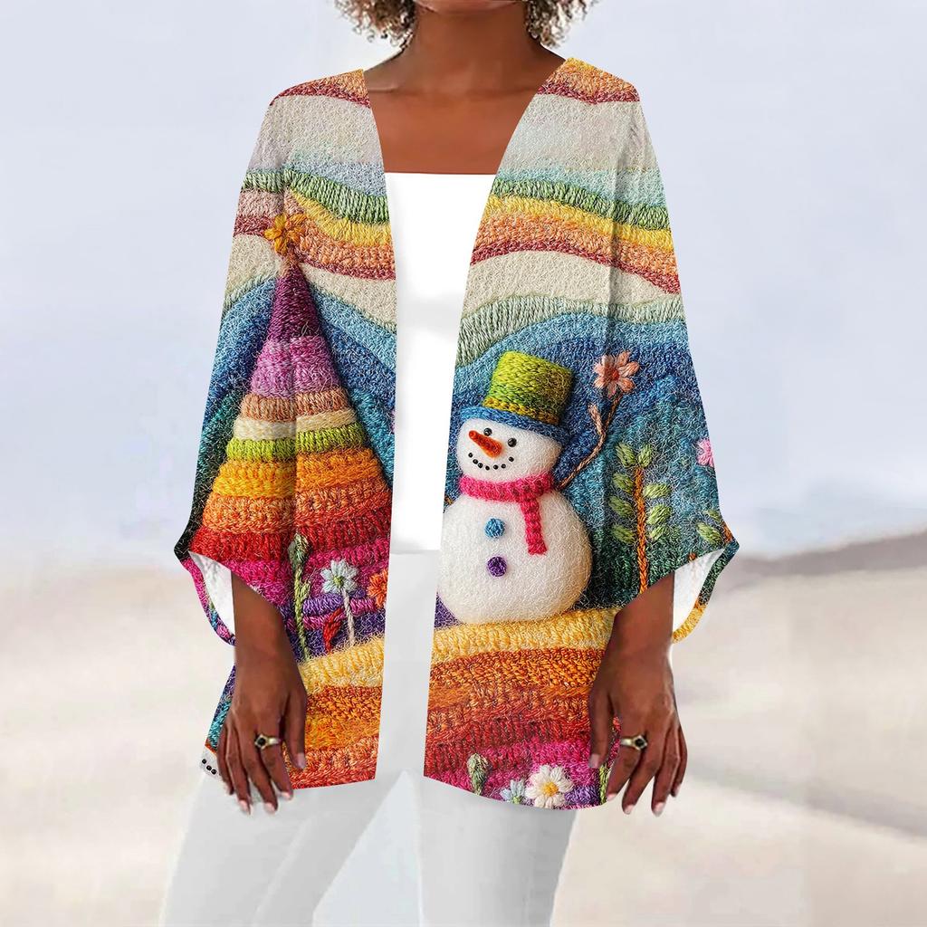 Women's Casual Fashion Printed Lightweight Mid-length Jacket Cardigan