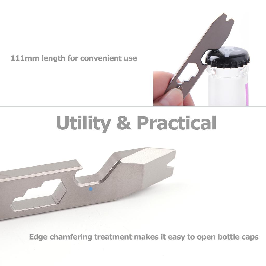 Hamans EDC Prybar Bottle Opener Titanium EDC Prybar Gear Mutitool CM Unit Scale Wrench with Clip 10-in-1