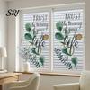 Glass Protection Film Reeded Privacy Window Non Adhesive Frosted Sun Blocking Opaque Decal Cling Hanging Green Plants Decorative Sticker for Bathroom