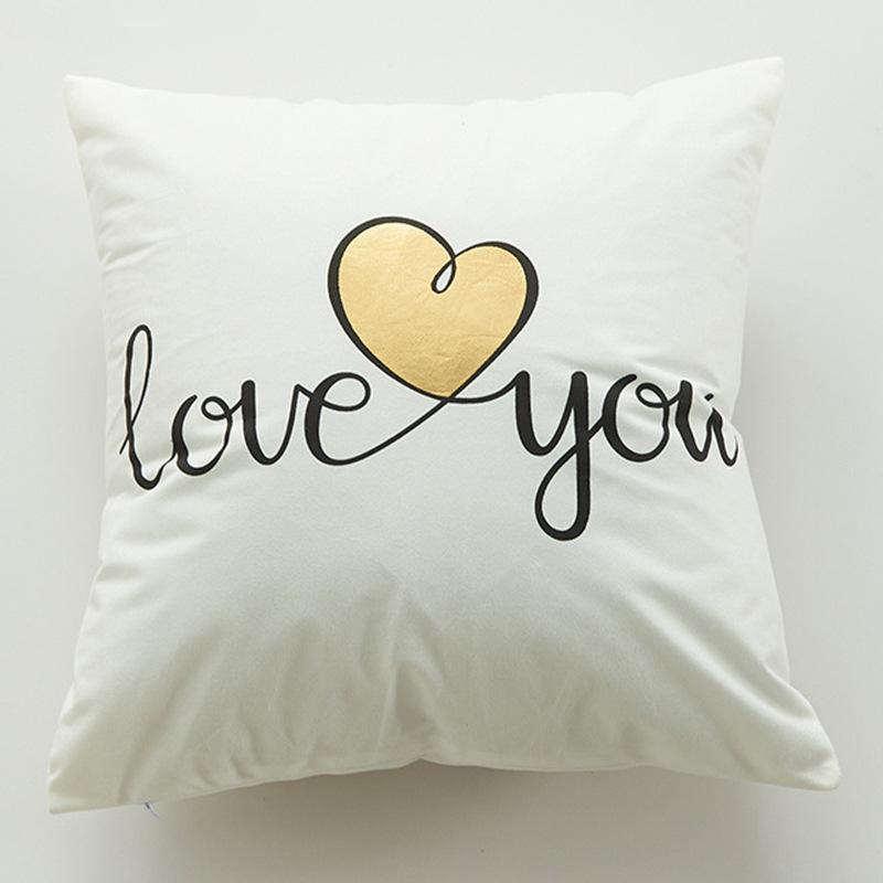Дом Новый Горячее Тиснение Девиз Золотая Подушка Подушка на День Святого Валентина Подушка Подушка Короткий Плюшевый Наволочка