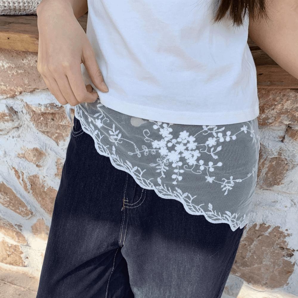 White Lace Triangle Belt Elegant Belted Overlap Scarf Niche Korean Lace Apron  Party