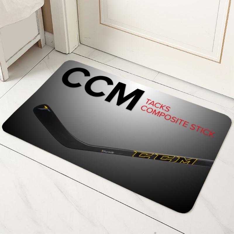 CCM Ретро Логотип Хоккея на Льду Нескользящий Микрофибровый Коврик для Двери Прочный Моющийся Напольный Коврик для Прихожей Ванной Гостиной Кухни Всесезонный