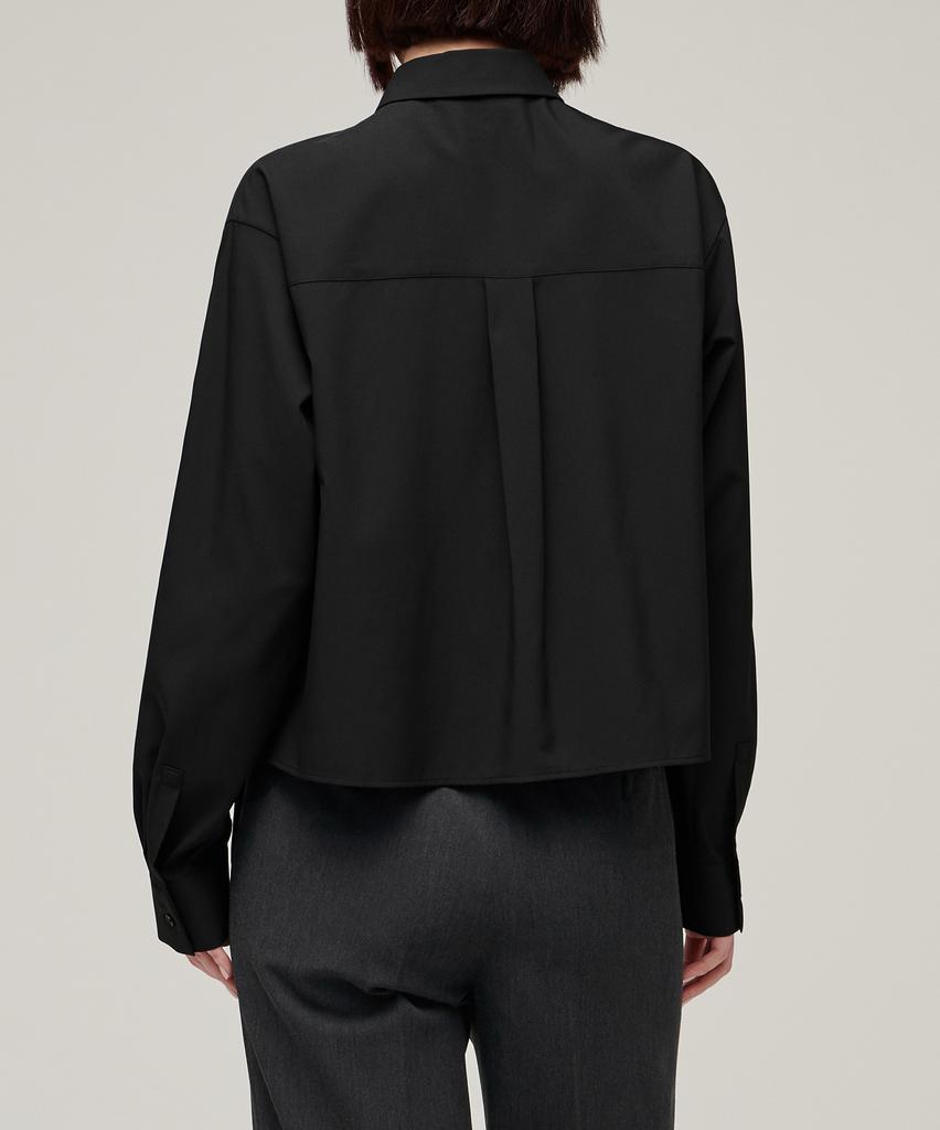 MUSINSA STANDARD WOMAN Women'S Relaxed Crop Silky Shirt [Black]
