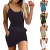 Women's Casual Loose Fashion Solid ColorRound Neck Pocket Camisole Dress