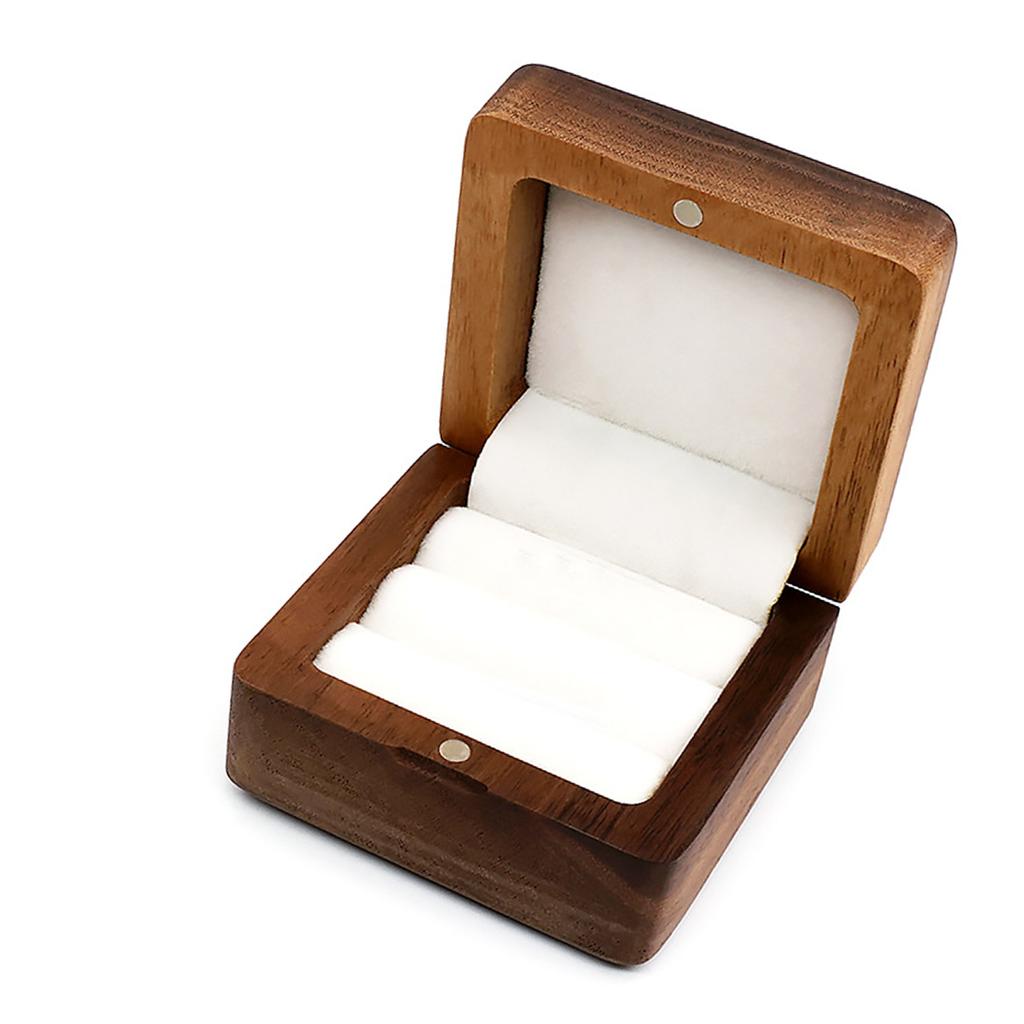 Retro Wedding Ring Box Portable Elegant Wooden Ring Storage Case for Ceremony Engagement Proposal