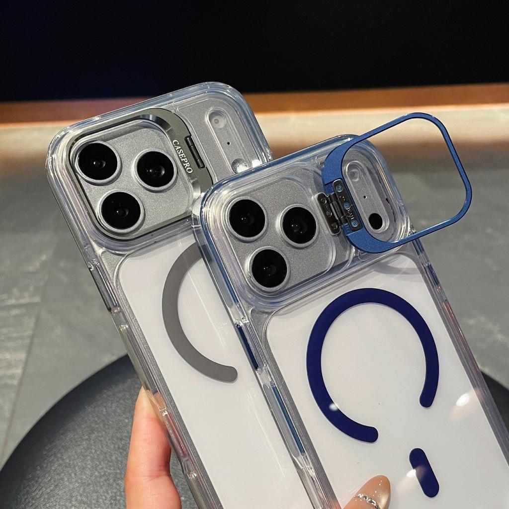 Чехол для iPhone 17 Pro Max: Цветная кромка, Высокая прозрачность, Магнитный, С подставкой для объектива Apple 16, Защита от падений