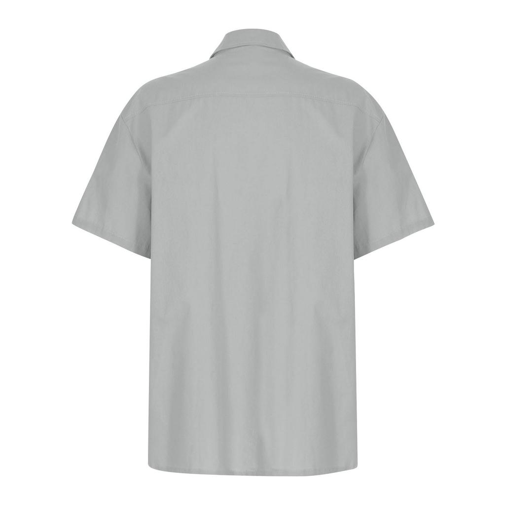 Летний мужской кардиган с воротником и карманом, с коротким рукавом, однотонная рубашка-топ