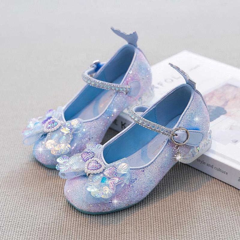 Girls' princess shoes, fashionable leather shoes2026New spring collection of children's performance shoes, featuring stylish bow designs and crystal