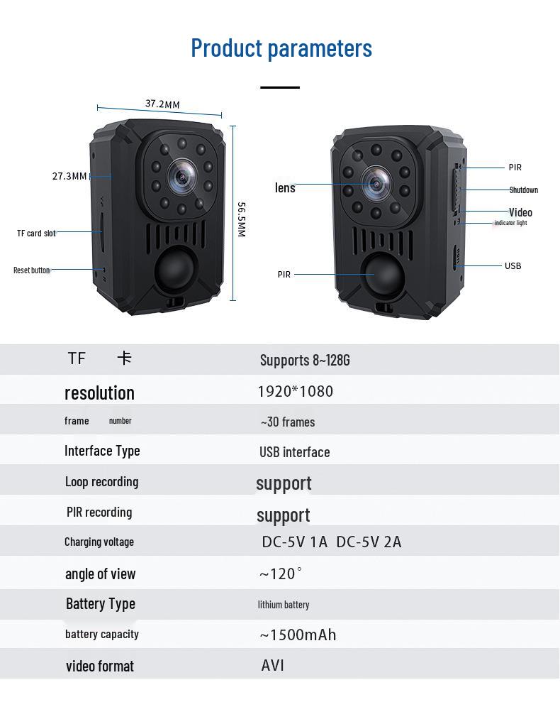 HD-камера MD31PIR: Батарея 11H, Инфракрасное ночное видение, Обнаружение движения, Клип-рекордер для занятий спортом на открытом воздухе