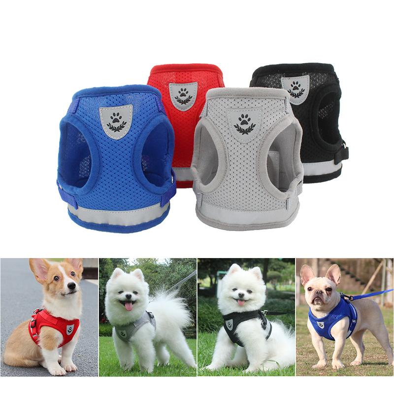 Регулируемый поводок для собак, щенков, мопсов, кошек, домашних животных, мягкий сетчатый поводок, светоотражающий жилет