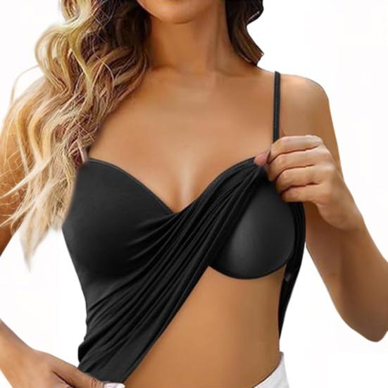 Женская майка со встроенным бюстгальтером, регулируемые бретельки-спагетти, повседневные майки без рукавов под одеждой для занятий йогой