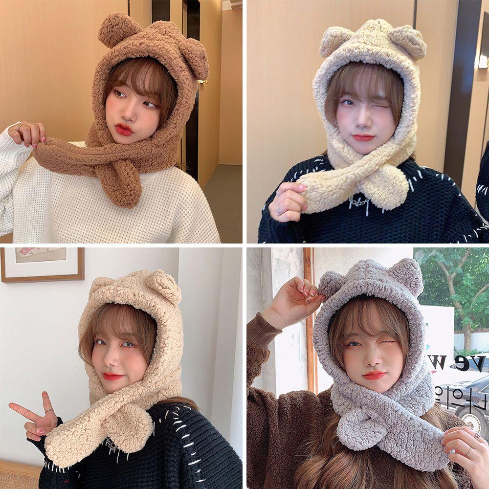 Warm Plush Cute Beanies Caps Earflap Earmuff Bear Ear Hat Winter Hats