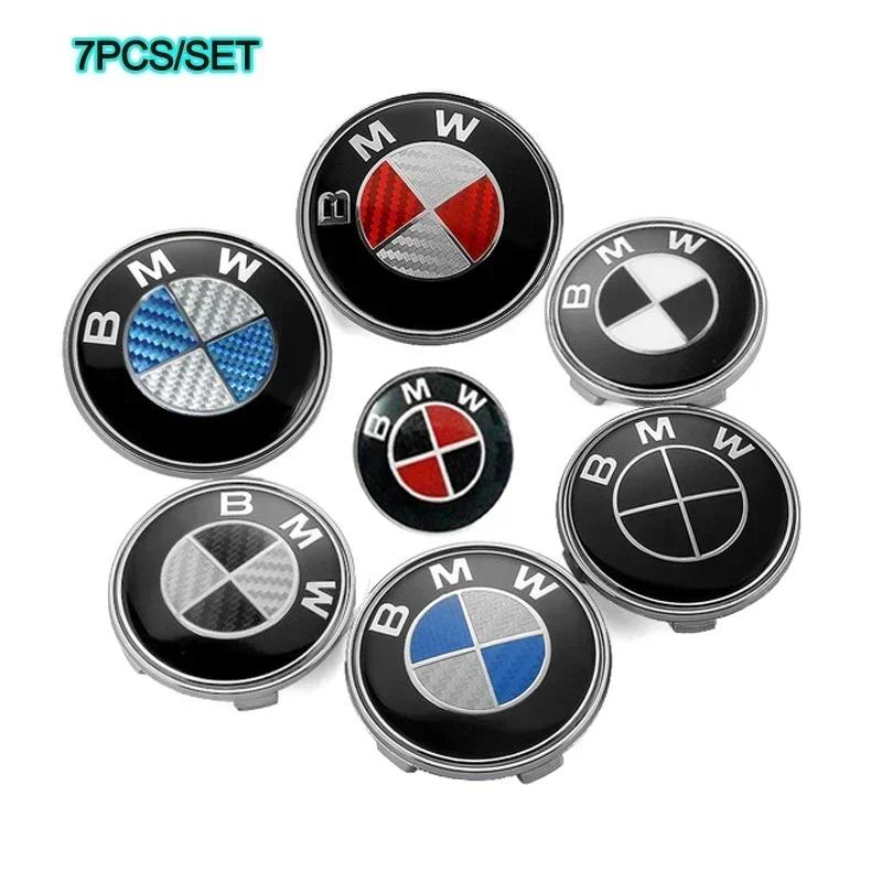 BAFS3 For BMW 2025 Hot 7pcs Car Front Emblem Rear Badge Wheel Hub Cap Sticker for E46 E90 E60 F10 F11 F20 F30 F34 F01 G20 G21 G31 G38