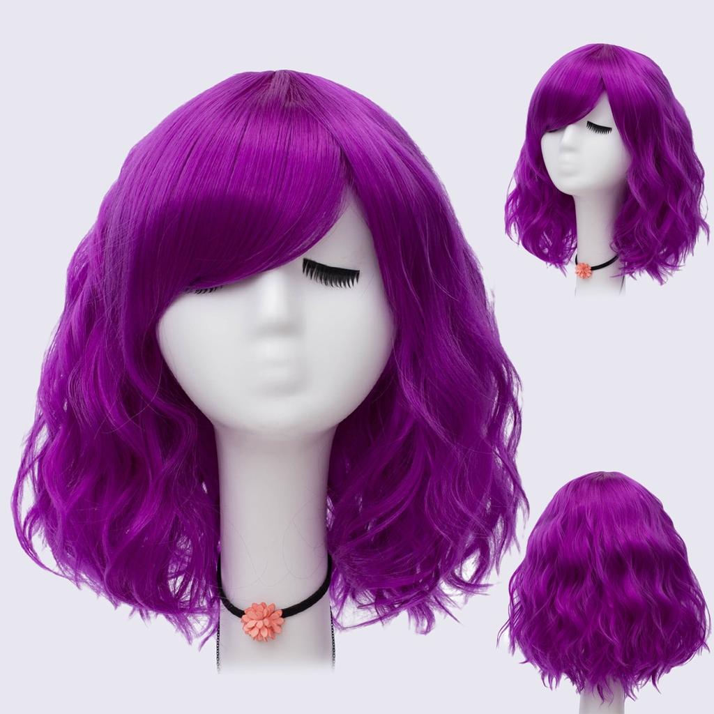 Short Bob Cosplay Wig for Women Synthetic Green Hair New Style Natural Supple Summer Heat Resistant Wig With Side Bangs