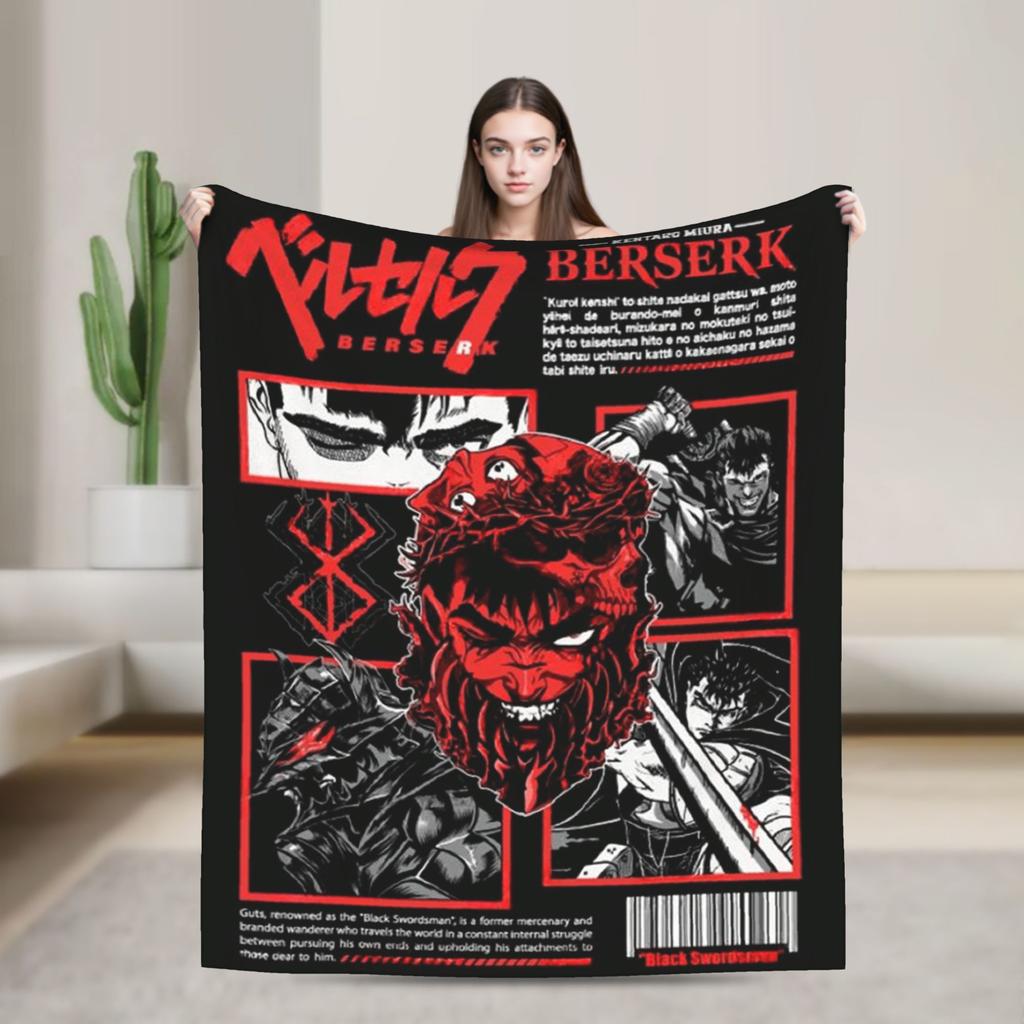 Аниме Берсерк Теплое одеяло Детское плюшевое постельное белье Накидки Уличный тренд Гостиная Фланелевое покрывало Покрывало для дивана