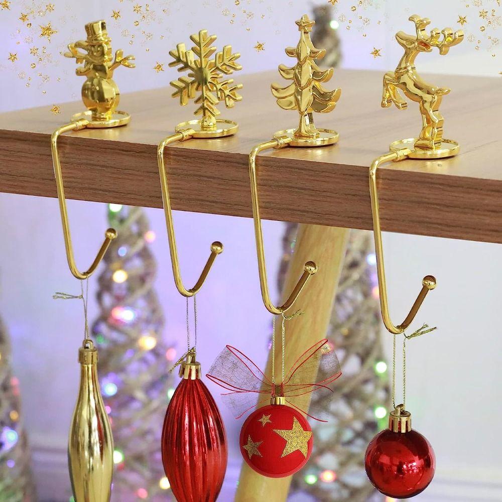 Stockings Clip Christmas Sock Hook Elk Snowflakes Snowman Shaped Desk Side Hook  New Year