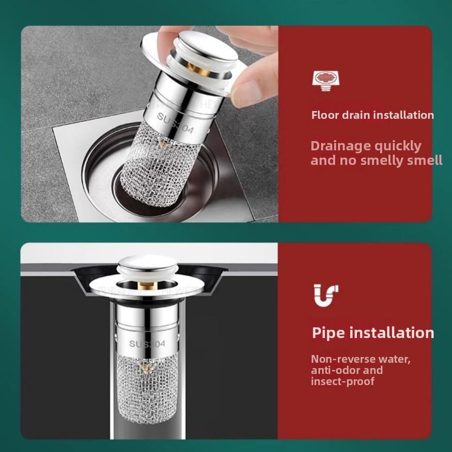 Универсальная всплывающая пробка для слива раковины, защита от засоров, запахов и насекомых, фильтр для волос, заглушка для раковины в ванной
