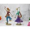 Handmade Handpainted Playing Dandia Couple Rajasthani Handicraft Wrought Iron Emboss Painted Decorative Showpiece Multicolor 12.5 Inch Height, Fantasy