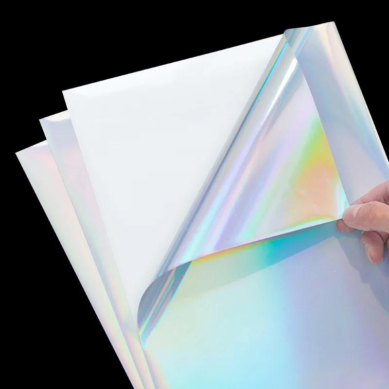 Transparent Holographic Film with Cracked Glass Effect Self Adhesive Waterproof Coating for Printer Paper Crafts
