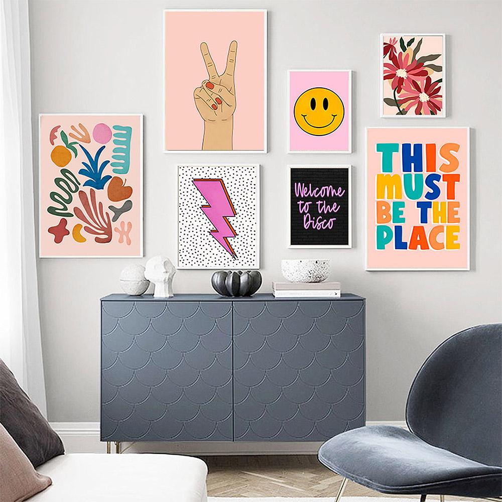 Цвет Аннотация Цветок Губы Улыбка Цитата Бохо Настенная Картина Холст Картина Скандинавский Плакат Принт Детская Роспись Декор Гостиной