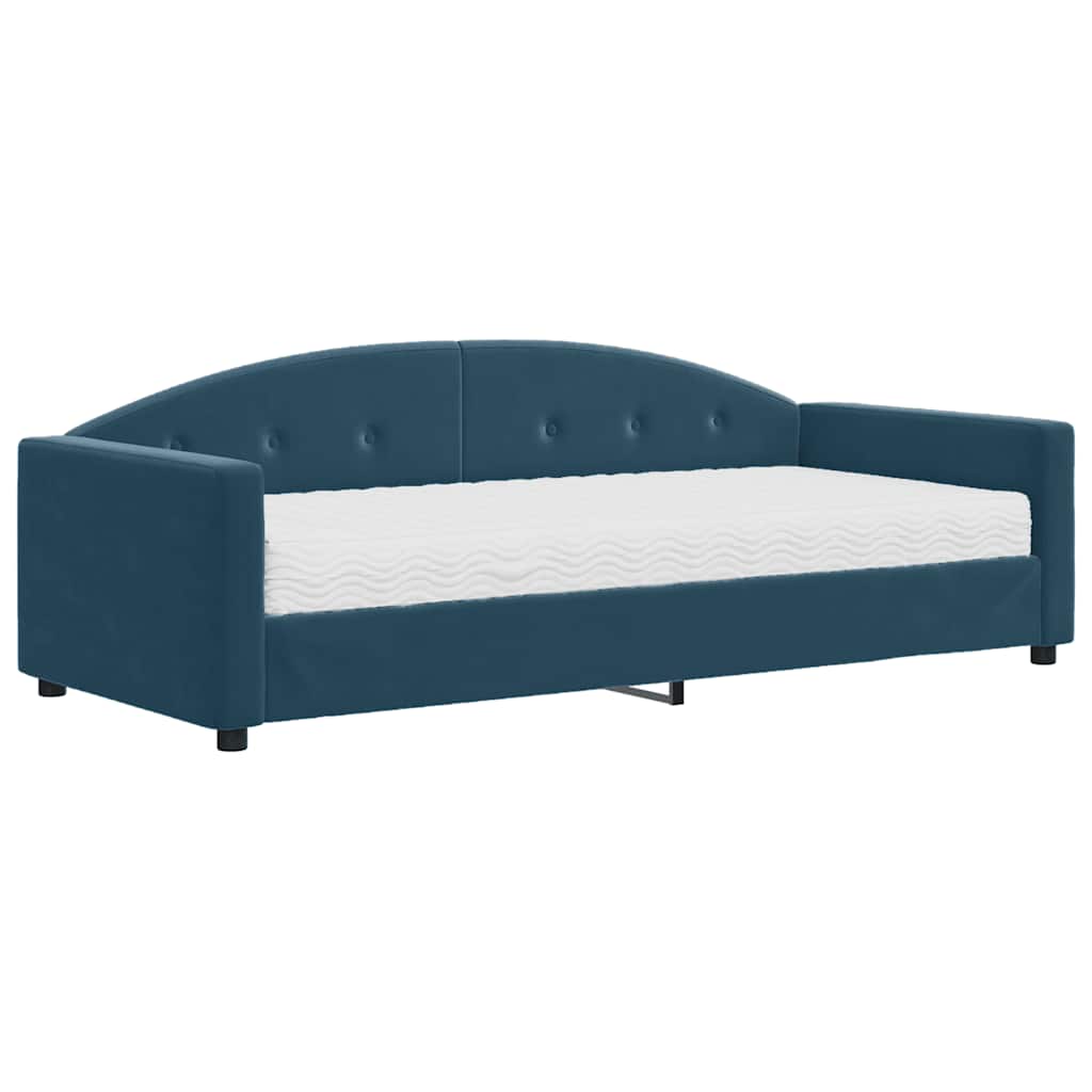 Daybed with Mattress Blue 90x200 cm Velvet