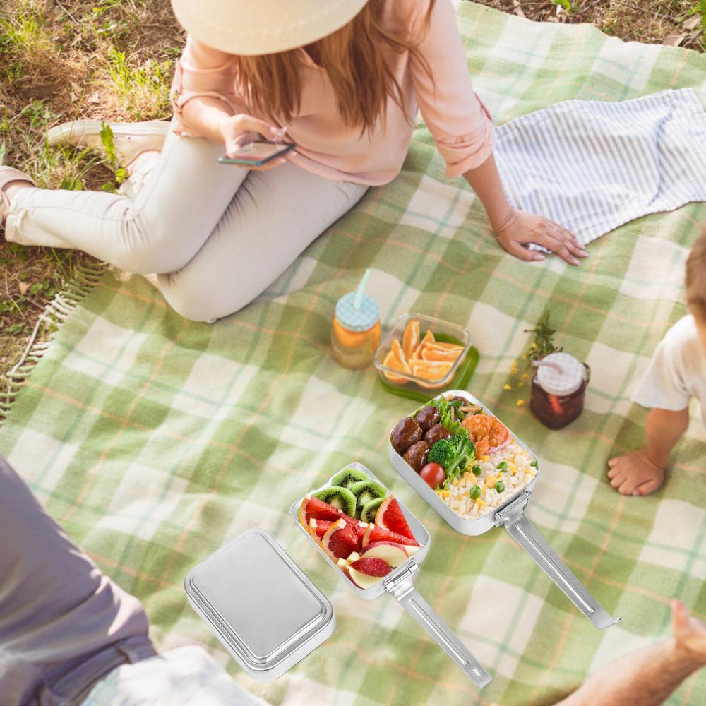 Набор оловянных наборов для уличного беспорядка, алюминиевый набор посуды для кемпинга, ланч-бокс, контейнер для еды с крышкой