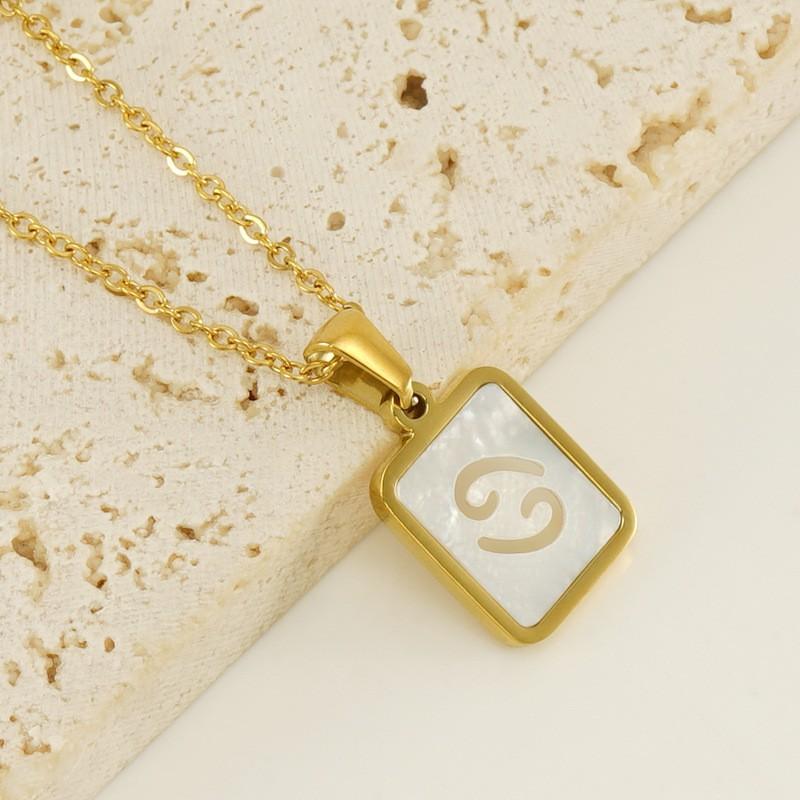 18-каратное золото нержавеющая сталь 12 созвездий ожерелье ювелирные изделия белая ракушка полая подвеска ожерелье для женщин