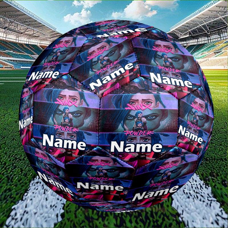 Custom Name Personalized Jinx Print Size 5 Soccer Ball Training & Match Football, for Team, Kicking, Gift for Football Enthusiasts