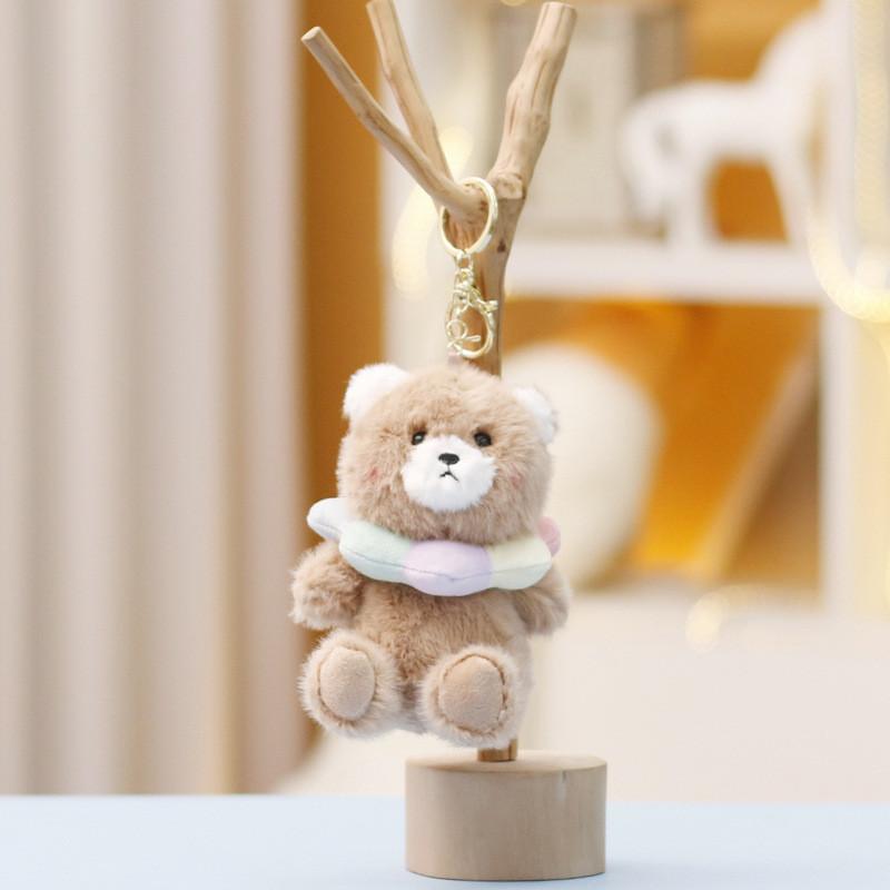 Cartoon Bear Plush Doll Keychain With Scarf Design For Collection And Kids Gift