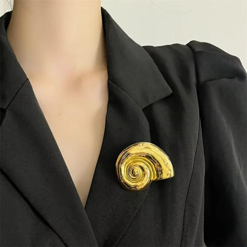 Korean Korean Style Brooches Shell Design Snail-shell Brooches Stainless Steel Brooches Women Men