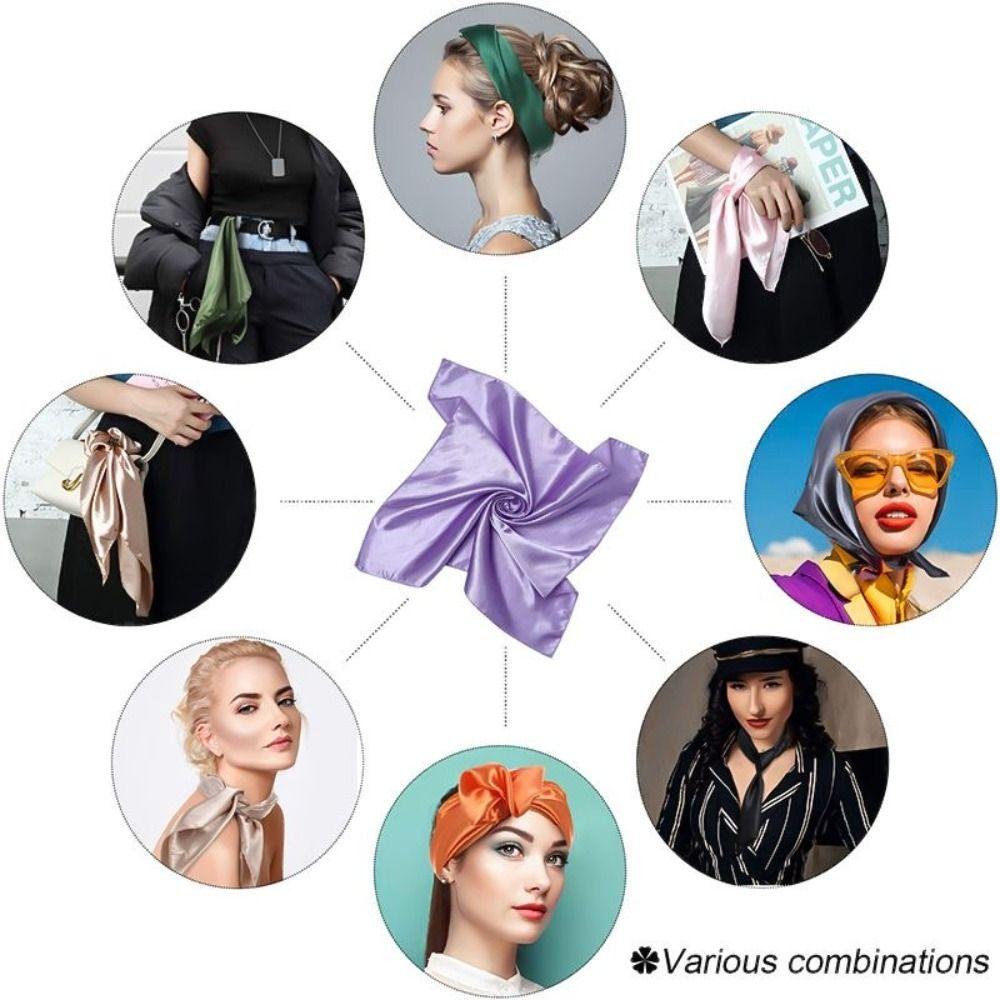 90см Сатиновый шелковый шарф Большой размер Однотонная шаль Элегантный головной платок Путешествия