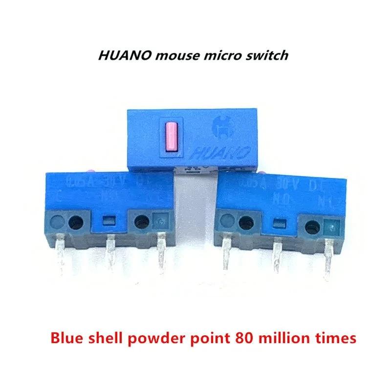 1Pcs Authentic HUANO mouse micro switch button white yellow blue pink green dot blue shell white dot General 3-pin switch